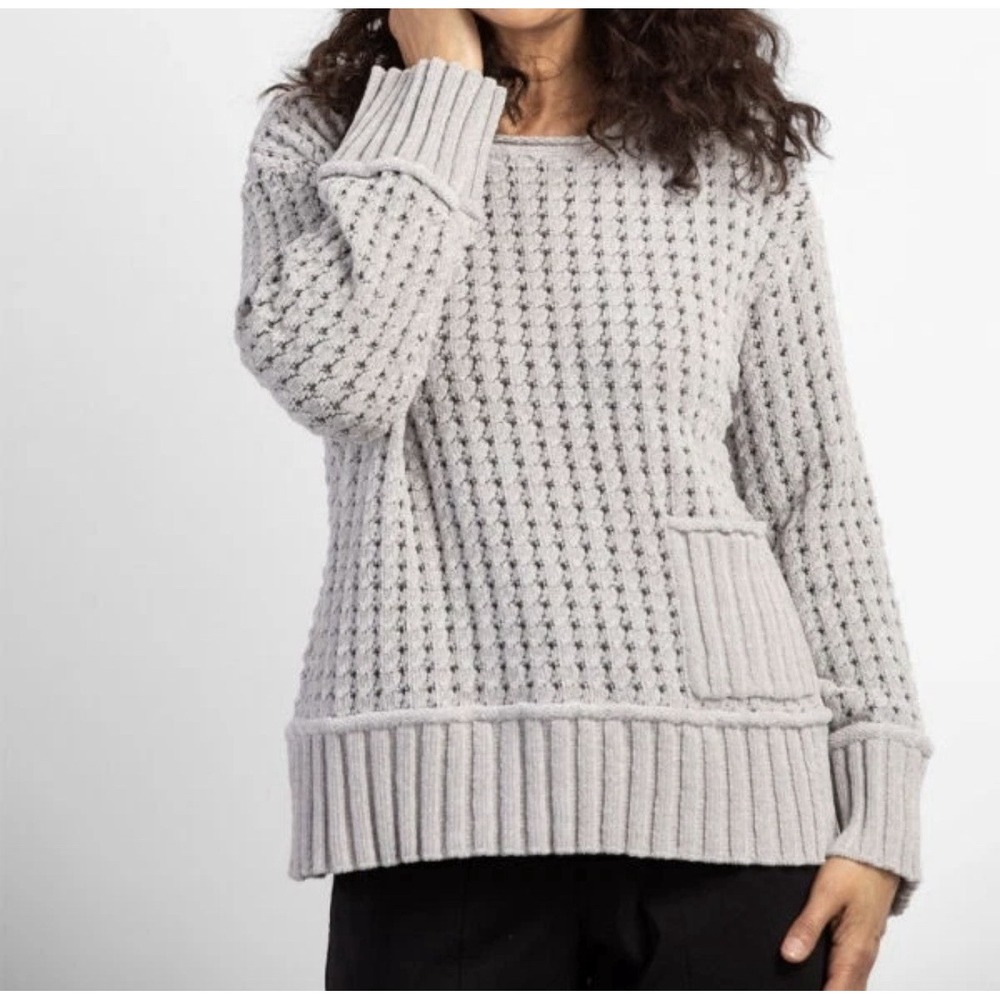 Habitat Chunky Knit Sweater L Boxy Oversized Chenille Roll Neck Pocket Soft Cozy